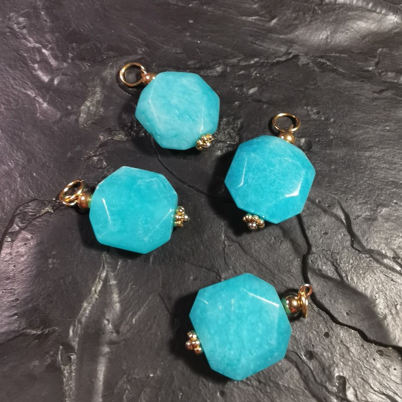 Amazonite - pendentif doré - chakra turquoise